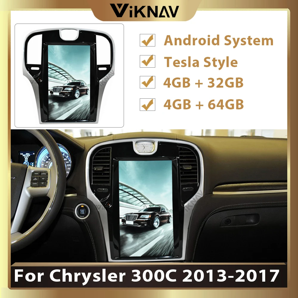 HD Vertikálne Auta GPS Navigácie pre-Chrysler 300C 2013 2016 2017 Android 13,3 palca Multimediálne DVD, Rádio, Prehrávač 4+64GB