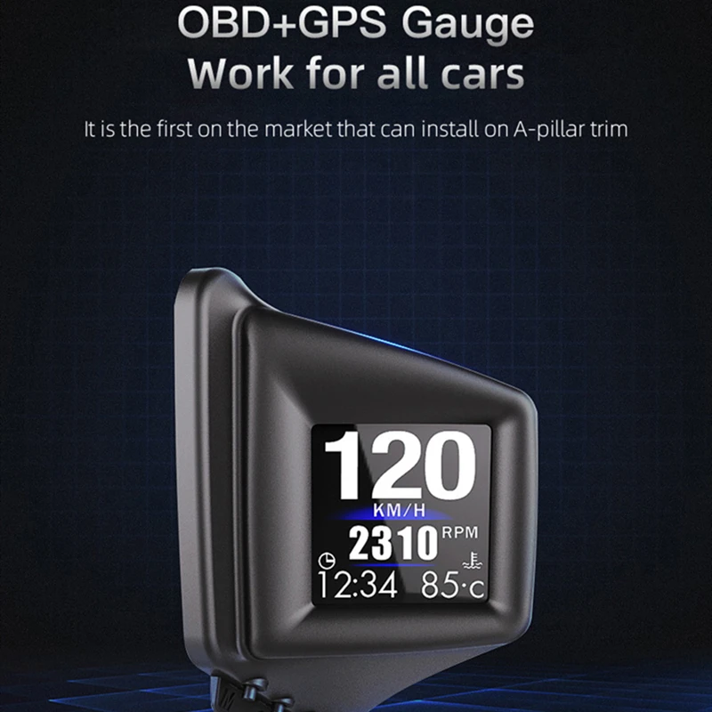 Head-up Display OBD GPS Duálny Systém Auto Displej Digitálny Hud GPS Tachometer 2 Palcov LCD prekročenia rýchlosti Alarm Auto Rýchlosť Projektor