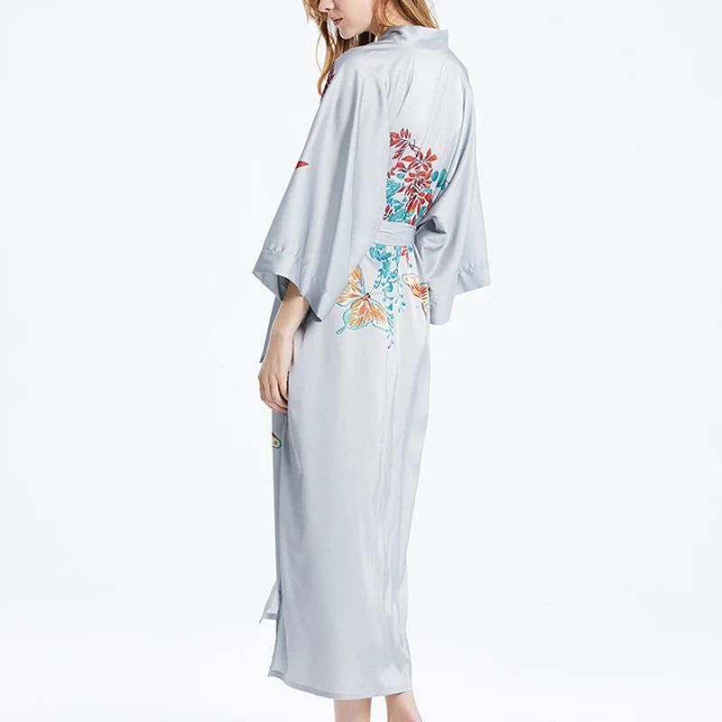 Hodváb župan župan Ženy moruša hodvábne kimono Dlhé šaty, Bežné Nightrobe svadba nevesta župane party šaty