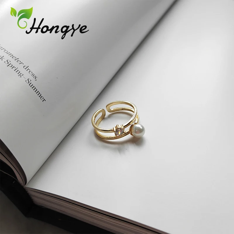 Hongye Jednoduchý Dizajn Pearl Krúžky Nastaviteľné Prst Príslušenstvo Značky Nové Šperky Pre Ženy 925 Silver Zapojenie Strana Narodeniny