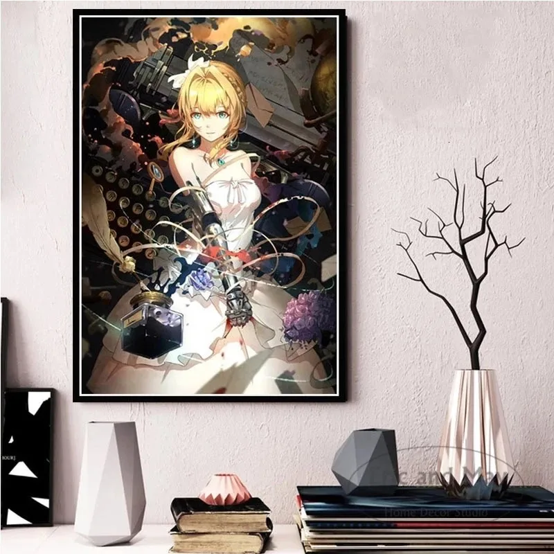 Horúce Anime Plátno Na Maľovanie Fialová Evergarden Plagáty A Tlačí Na Steny Umenie Fotografie Pre Obývacia Izba Dekoratívne Domova Cuadros