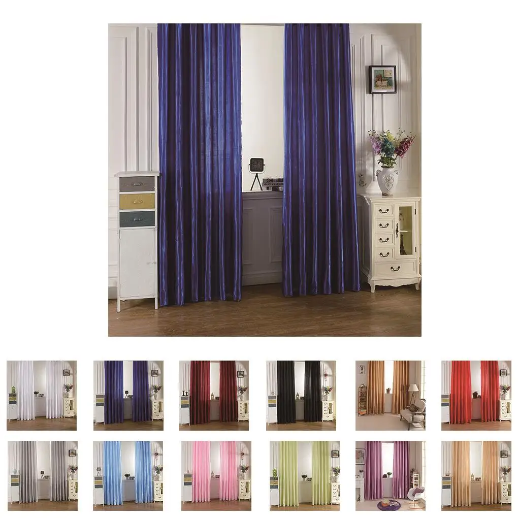 Hot Predaj 100 x 200 cm Prút Vrecku Top Solid Farba Satin Opony Panel Okna Curtains40