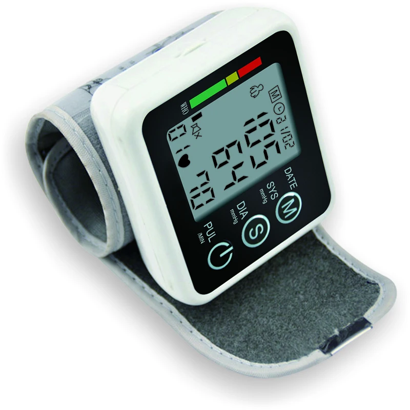 Hot Predaj Zdravotnej Starostlivosti Nemecko Čip Automatické Zápästie Digitálny Monitor Krvného Tlaku Tonometer Meter na Meranie A srdcovej frekvencie