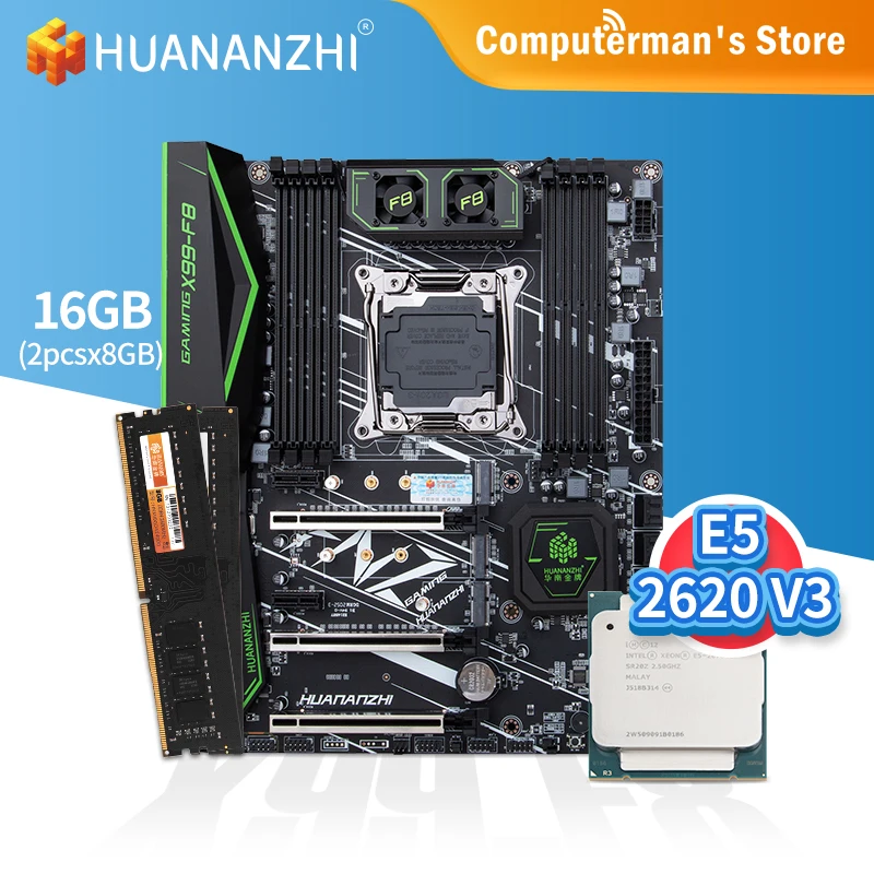 HUANANZHI X99 F8 X99 Doske combo kit set CPU Intel XEON E5 2620 V3 Pamäť 2*8G DDR4 NON-ECC 2400 pamäť M. 2 NVME USB3 ATX
