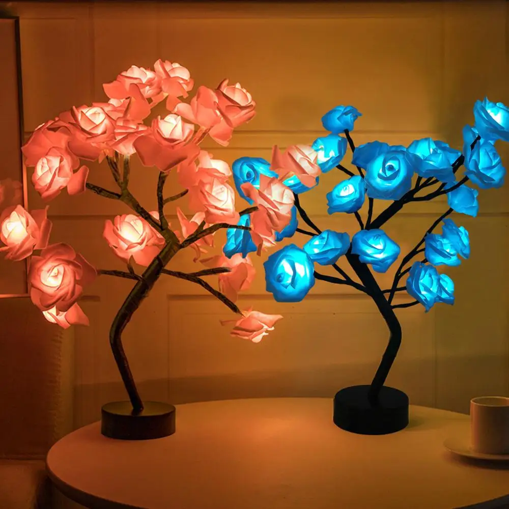 HUIRAN LED Stolové Lampy, Svetlá Ruže Kvet Stromu Svadobné Dekorácie Vianočné Výzdoba pre Miestnosti Domova Svadobné Party Dodávky urob si sám