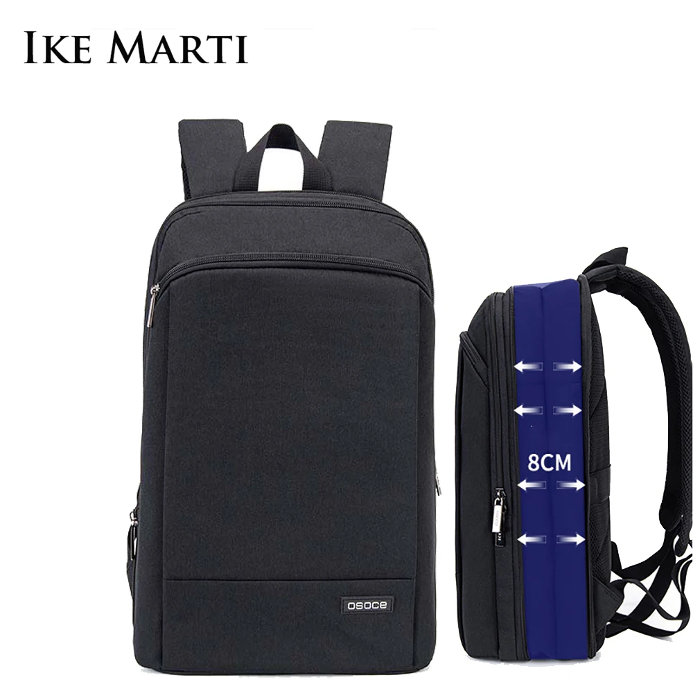 IKE MARTI Slim Mužov Laptop Backpack 15.6 Palce Pracovného Ženy Black Ultralight BackpackBackpack Unisex Taška Tenké Späť Pack