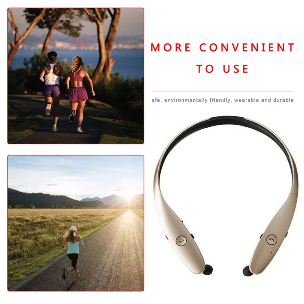 Inteligentný V 4.1 Zlato Hbs900 Bezdrôtový Headset Športové Chrániče Sluchu Zdvíhateľnej Bilaterálne Stereo Vzadu Na Krku Namontované Vonkajšie Aktivity