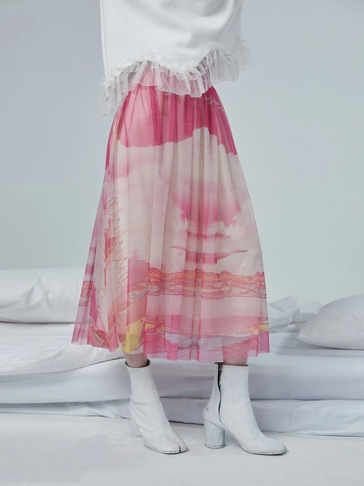 IRINACH248 JESEŇ ZIMA 2020 ZBIERKA nový príchod ružové vytlačené sukne a hoodies nastaviť ženy