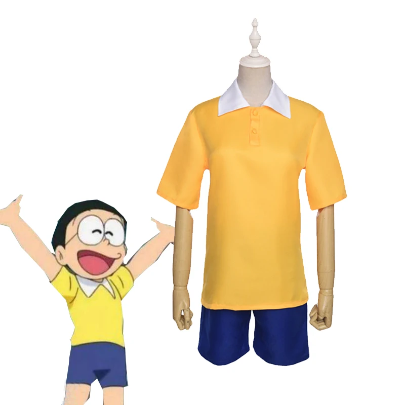 Japonské Anime Doraemon Nobi Nobita Cosplay Kostým Halloween Karneval Uniformy Zákazku Pre Dospelých a Deti Hore+Nohavice