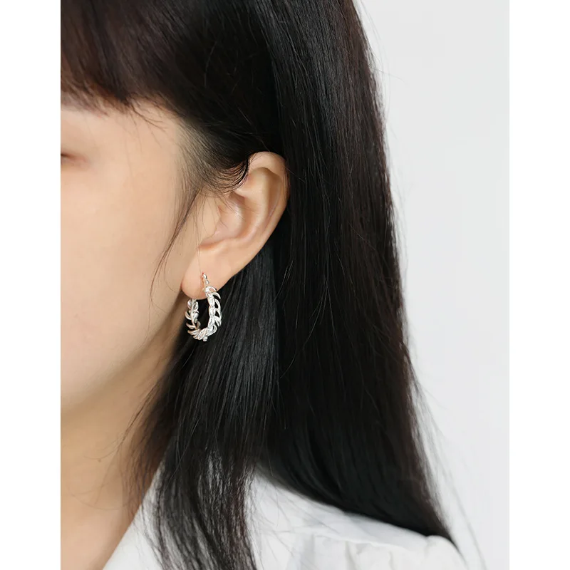 Japonský Nika Leaf Earings 925 Sterling Silver Stud Náušnice Darček Pre Priateľa Boucle D'oreille Femme Aros Joyeria Plata 925