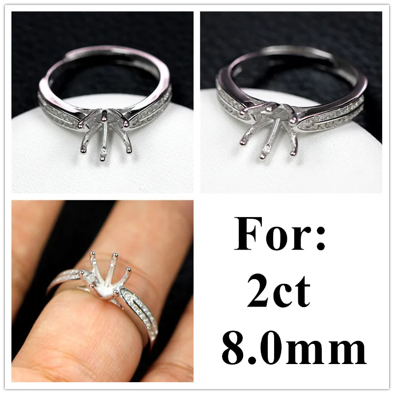 Jemné prázdny krúžok nastavenie základne prázdne pre šperky, takže rýdzeho striebra 925 diamantové prstene bez kameňa moissanite nastaviteľné