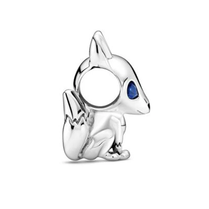 Jeseň 925 sterling silverCartoons Blue Eyed Fox Charms Korálky Hodí originálne Náramky, Náhrdelník, Takže Fashion, DIY Šperky