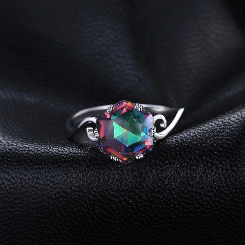 JewelryPalace 3ct Skutočné Rainbow Mystic Topaz Krúžok 925 Sterling Silver Krúžky Žien Zásnubný Prsteň Striebro 925 Kamene, Šperky
