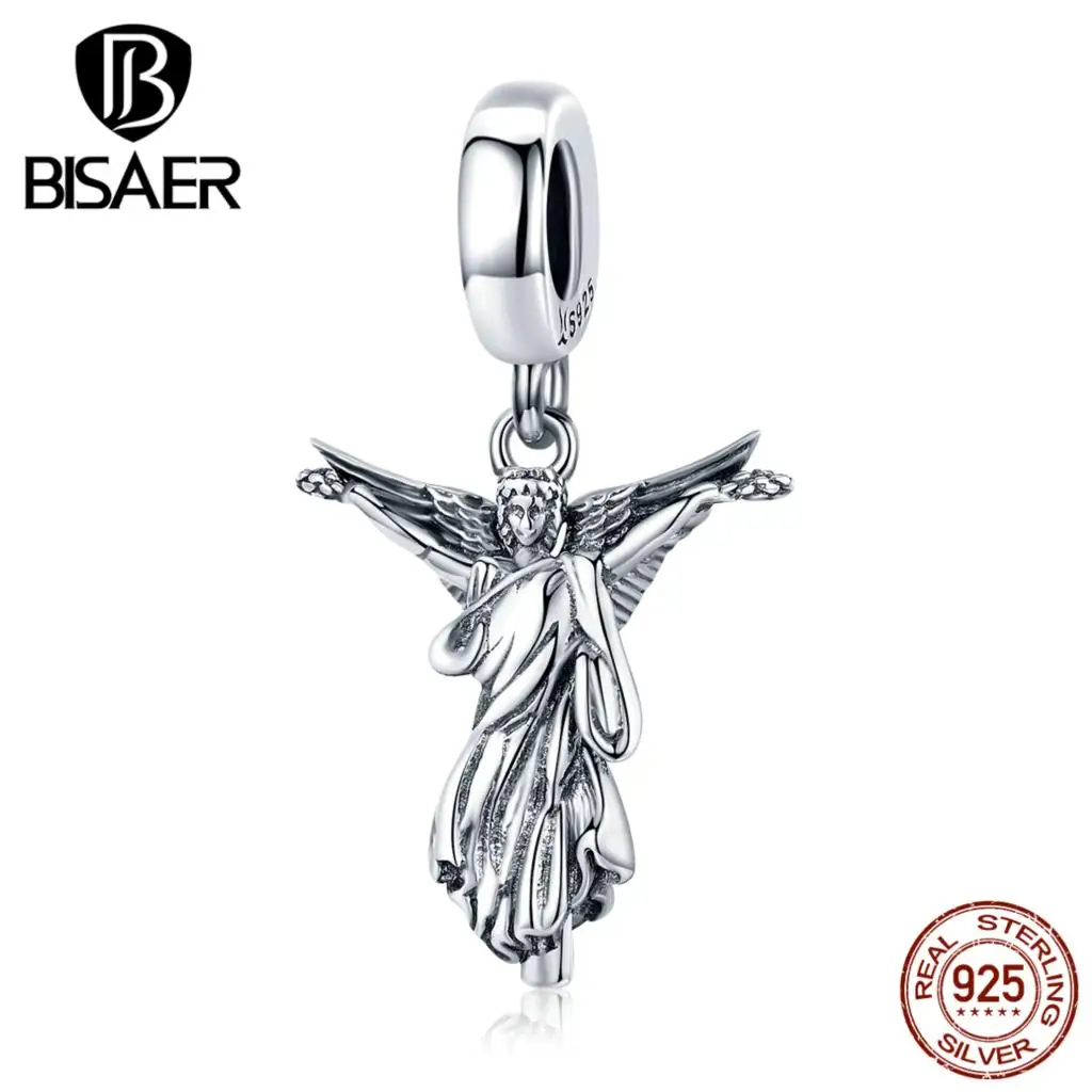 Ježiš Kríž Charms BISAER Autentické 925 Sterling Silver Náboženstvo Kríž Šťastie Korálky nosenie Náramkov Striebro 925 Šperky ECC1407