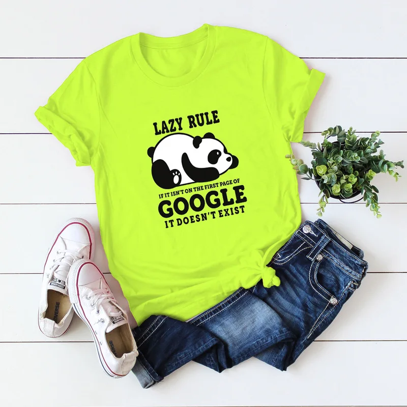 JFUNCY Plus Veľkosť Ženy Bavlna T-Shirts Lenivý Topy Harajuku Cartoon Panda Letné Tričko Krátky Rukáv Tričko Žena Ležérne Košele