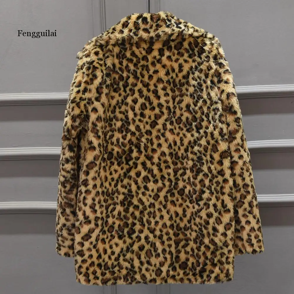 Kabáty A Bundy Ženy Bežné Teplé Zimné Top Ladies Leopard Tlač Pulóver Jumper Outwear Bunda Ženy