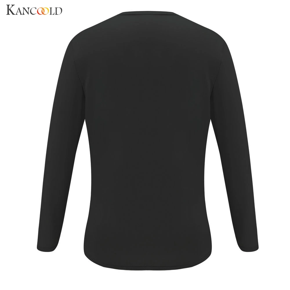KANCOOLD T-shirt dámske jednofarebné s Dlhým Rukávom High-krku Tlačidlo T-Shirt Top Patchwork nové módne t-shirt ženy 2019NOV7