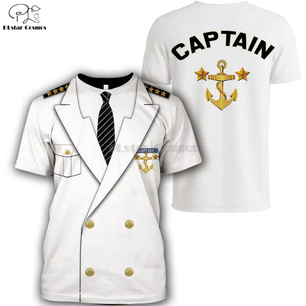 Kapitán Kostým Väzeň Smoking Tee Muž Kovboj Pirát Klaun Pilot Jednotné, Polícia Karneval Ženy muži Halloween Cosplay T-Shirts