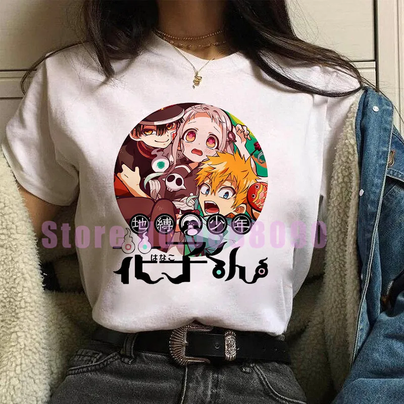 Kawaii Japonské Anime Wc Viazaný Hanako Kun t shirt ženy Jibaku Shounen T-shirt roztomilý Chladnejšie Mokke T-shirt Lady Obrázok Topy