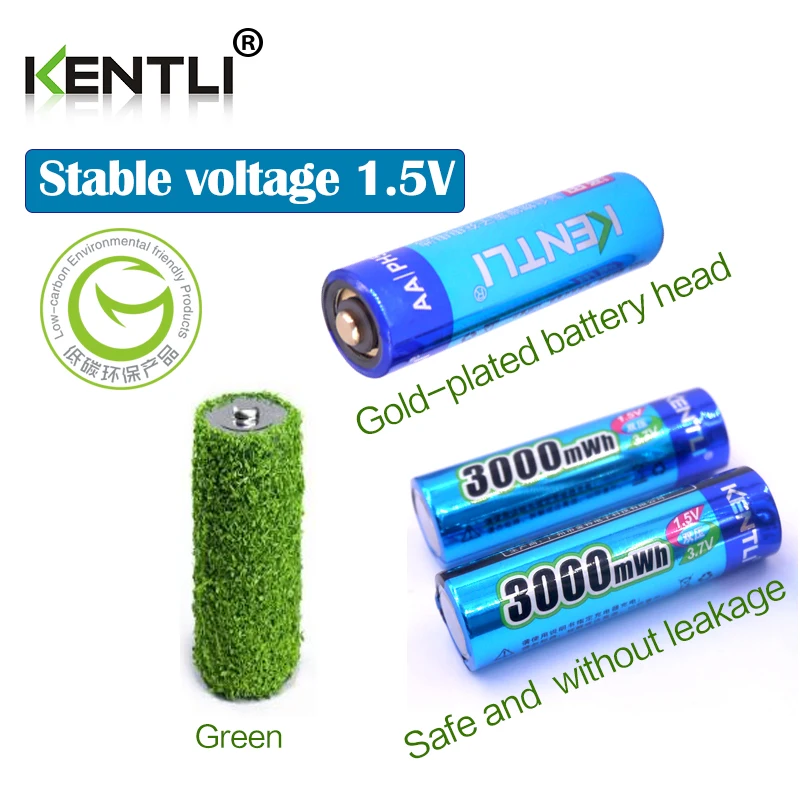 KENTLI 4pcs nízke samovybíjanie 1,5 v 3000mWh AA nabíjateľné Li-polymer li-ion polymer lithium batéria +1 USB inteligentné Nabíjačky