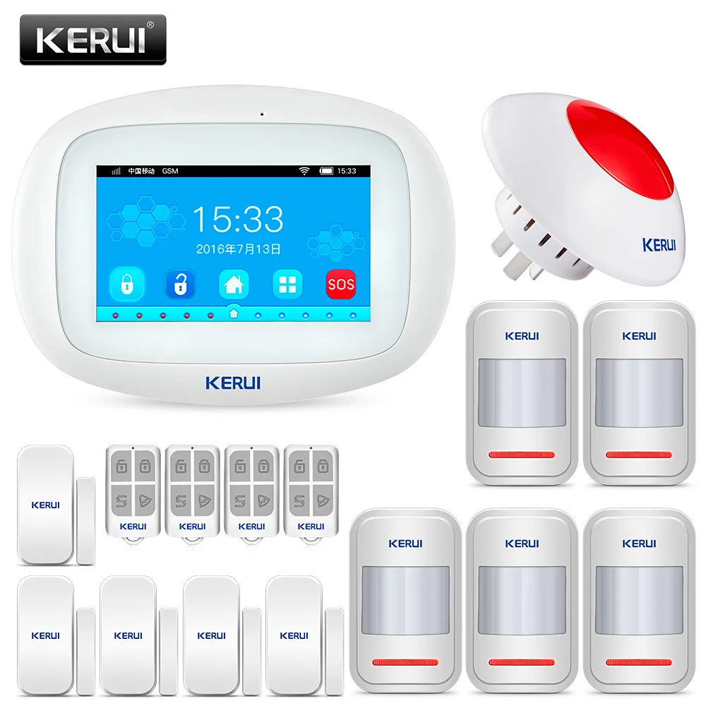 KERUI K52 Bezdrôtové Poplachové Zabezpečenia domácej Wifi siete gsm alarm systém Android ios APLIKÁCIE Ovládanie 4.3 Palcový TFT Farebný Dotykový Displej