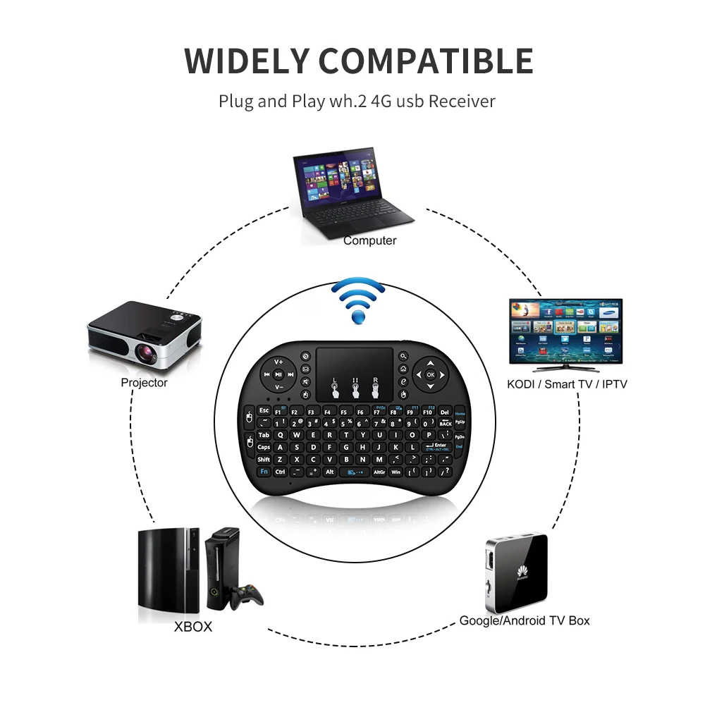 Klávesnica i8 Vzduchu Myš 2,4 GHz Mini Wireless Touchpad Diaľkové Ovládanie s podsvietením Pre Android TV BOX X96 max PC, PS3 Gamepad
