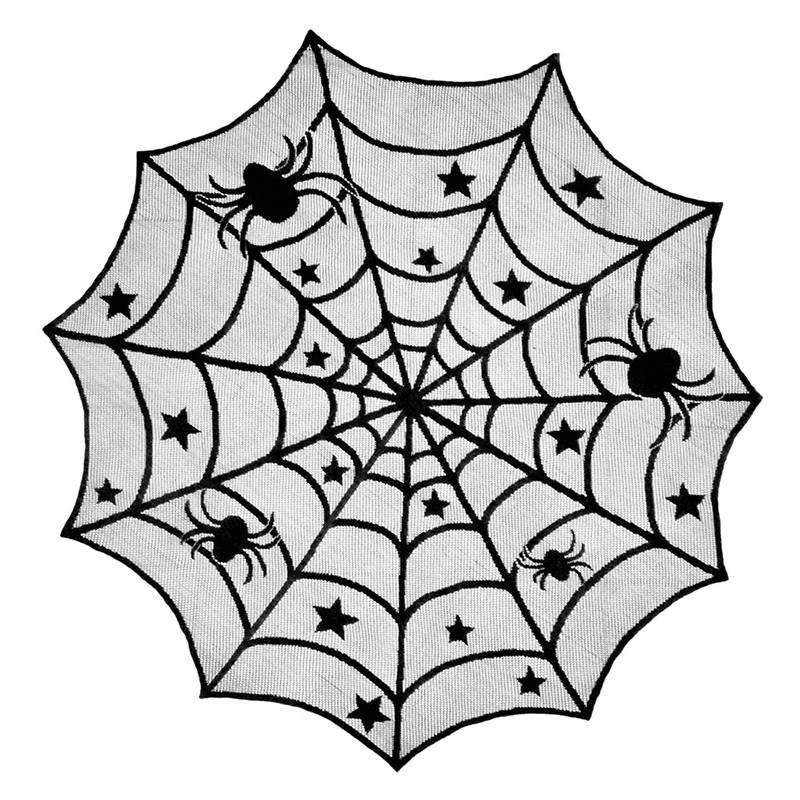Kolo Halloween Obrus Black Spider Web Čipky Plášť pre Halloween Party Decoraiton Pozadí Dekorácie 40inch