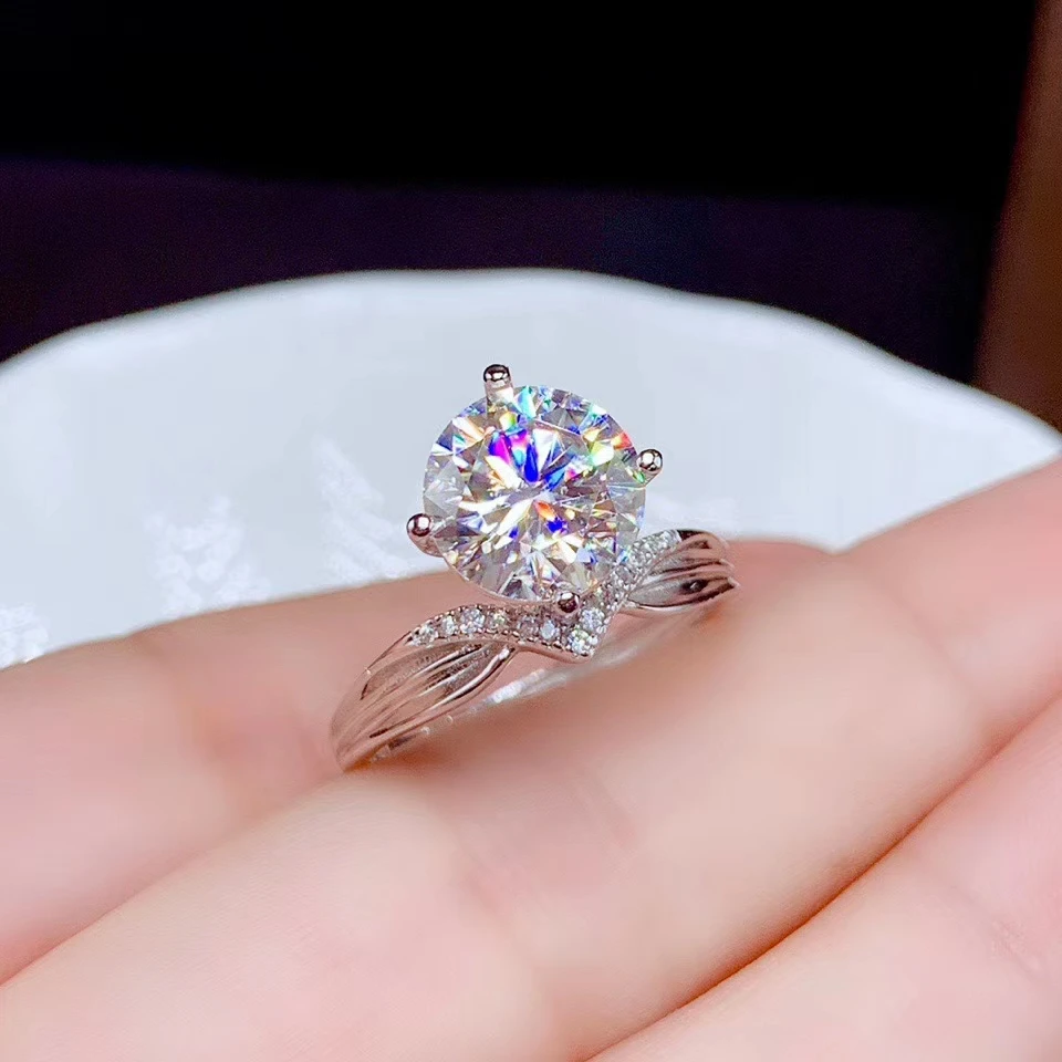 Korunu štýl praskanie moissanite krúžok pre ženy šperky zásnubný prsteň pre svadobné 925 sterling silver ring darček k narodeninám