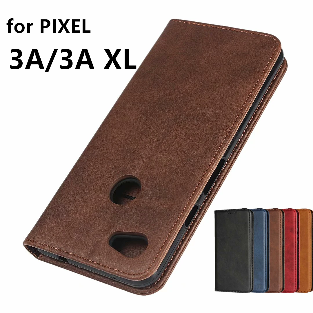 Kožené puzdro Pre Google Pixel 3A 3A XL 3aXL Flip prípade držiteľa karty Závesu Magnetická príťažlivosť Kryt Prípade, Wallet Case