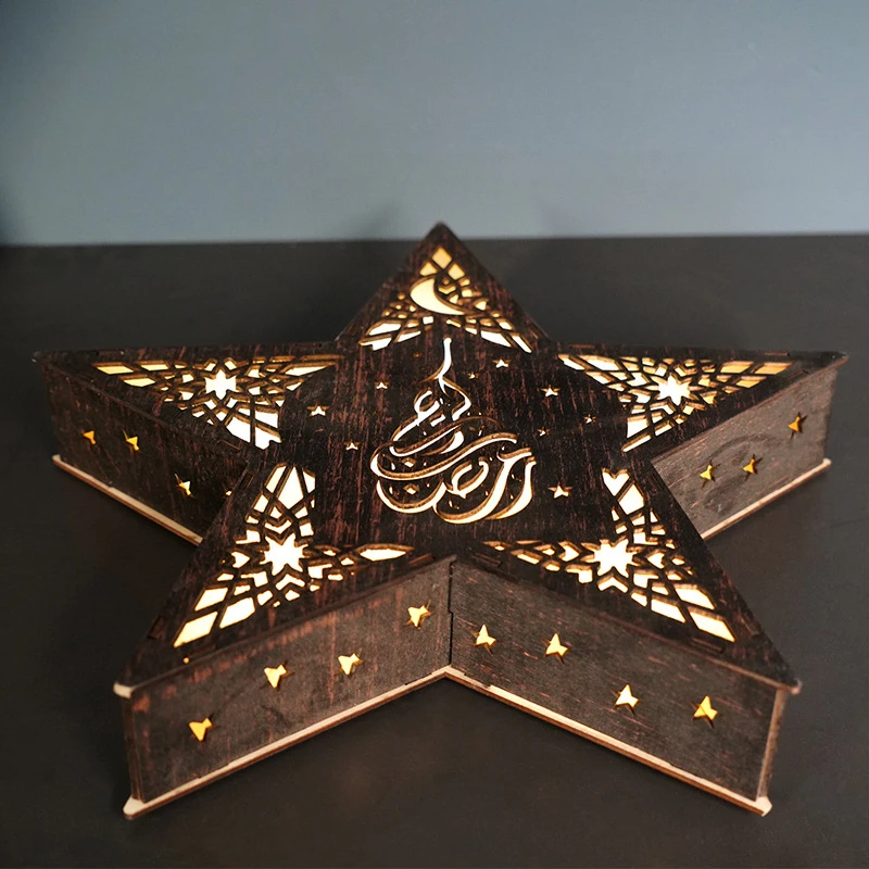 Kreatívne Drevené Ramadánu LED Lampy, Svetlá Star EID Mubarak Dekorácie pre Domov Kareem Svietidla Islamu, Moslimov Prípade Party Dodávky