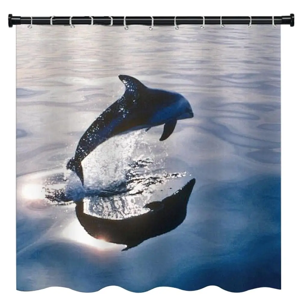 Krásne Dolphin Vzor Kúpeľňa Dekoratívne Sprchový Záves Krásnom Tichom Scenérie Domov Vaňa Príslušenstvo