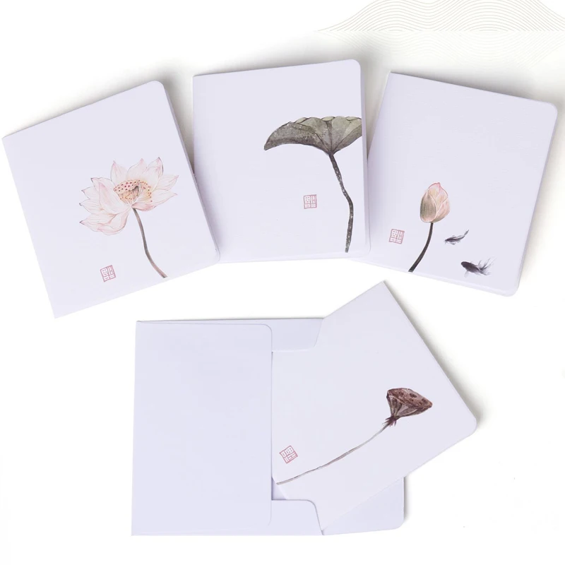 Krásny obraz Lotus Mini Pohľadnice Pohľadnicu Narodeniny List, Obálka DIY Darčekové Karty Správu Karty Kraft Papier Karty