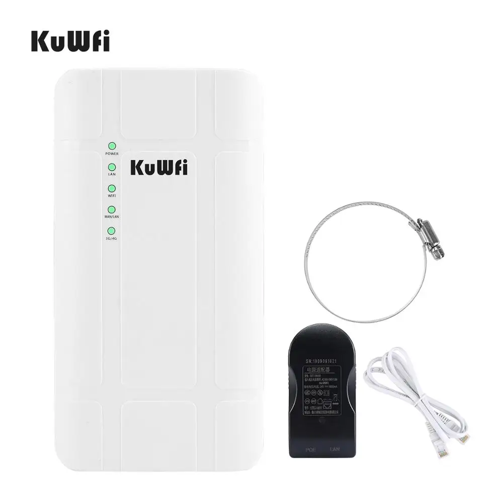 KuWFi 300Mbps Nepremokavé Vonkajšie 4G LTE CPE Router s POE adaptér CAT4 3G/4G SIM Karty WiFi Router pre IP Kamery/Mimo WiFi