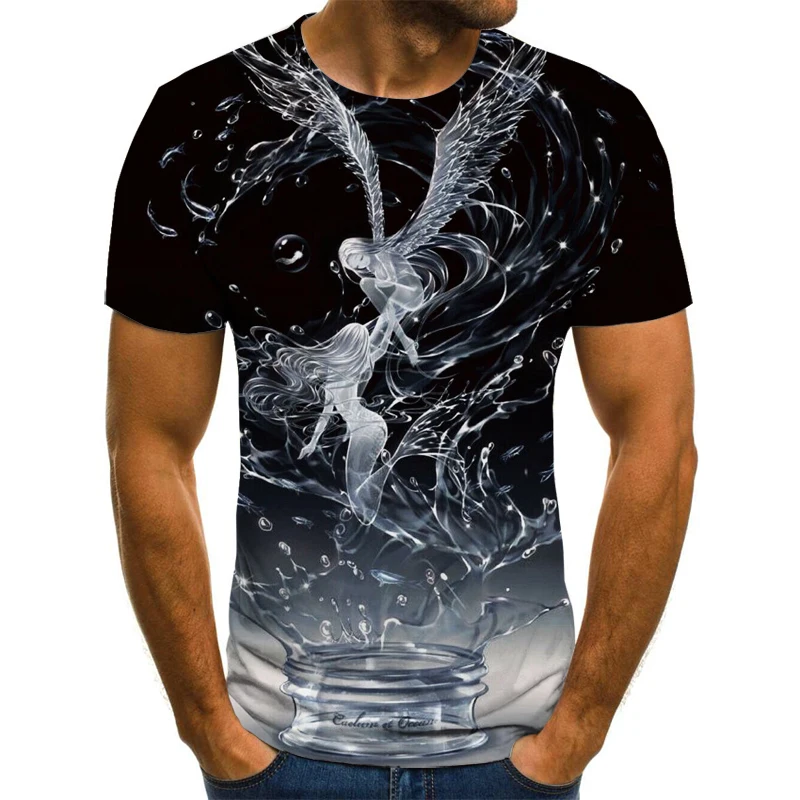 Kvapka vody prvok, prúžok prvok, hviezdne nebo element, 3D muž T-shirt