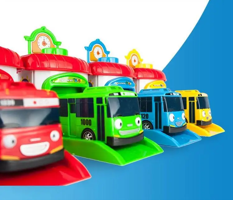 Kórejský Anime Model Hračky Malý Autobus Miniatúrne Auto Plast Dieťa Garáž Vyčítať Autobus Darček k Narodeninám pre deti 4pcs/set HOT