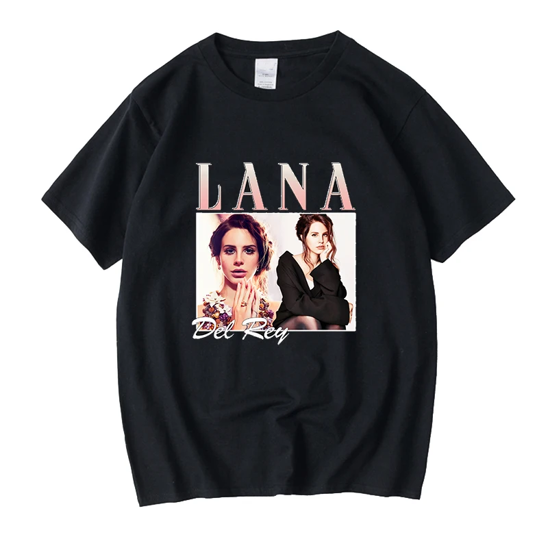 Lana Del Rey 90. rokov Vintage Unisex Čierne Tričko Mužov Tričko Bežné Retro Grafika Tričká Bavlnené tričko Muž Žena Tees Topy