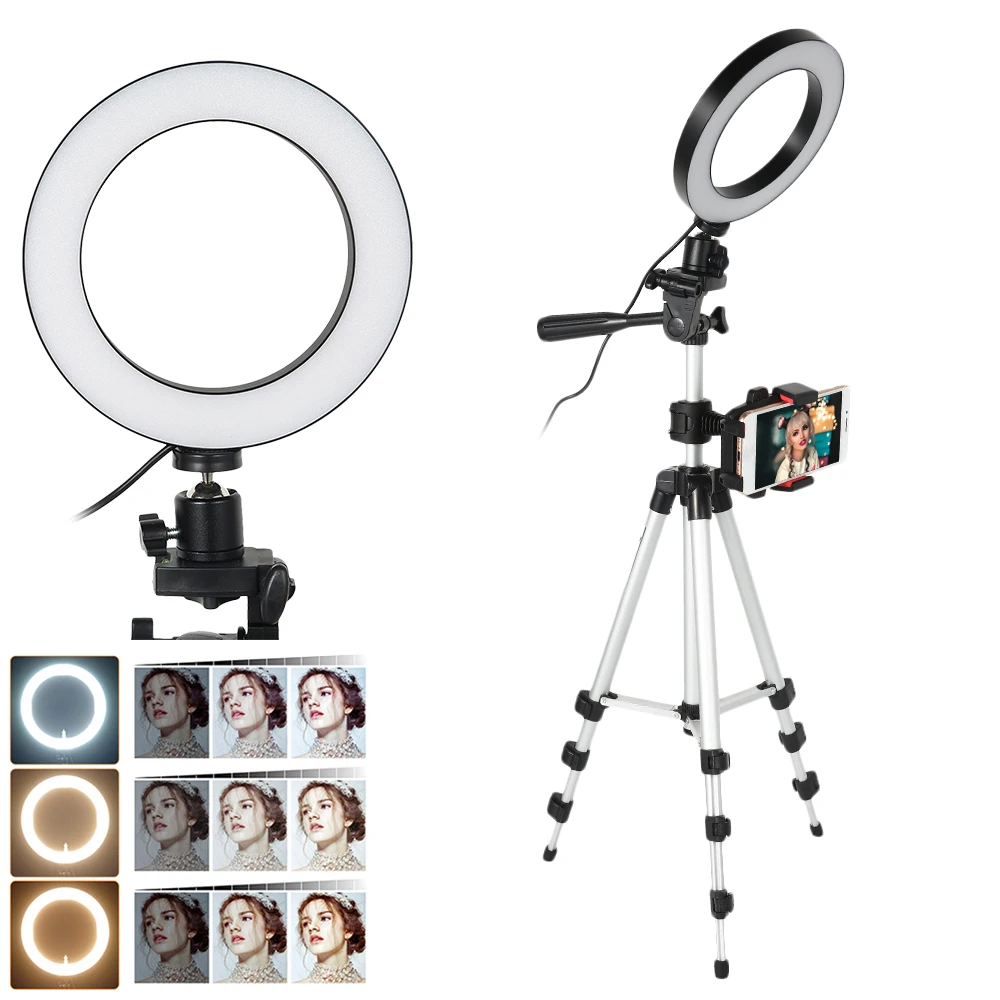 LED Prsteň Svetla Kamera Fotografovanie Vencov Lampa Studio Ringlight na Youtube make-up Telefón Selfie s Statív Telefón Držiteľ Klip