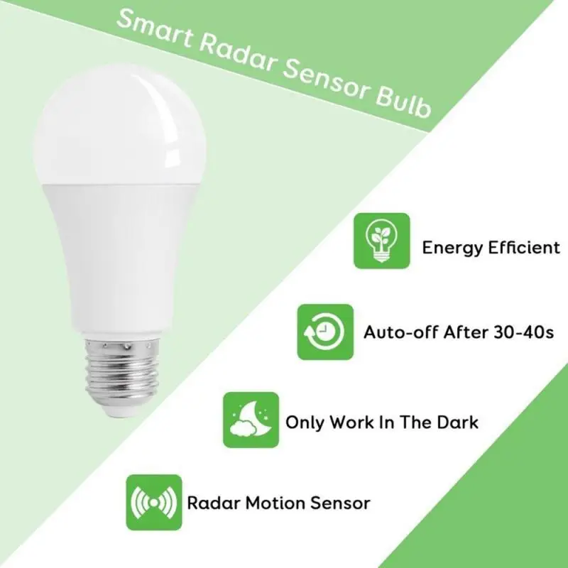 LED Žiarovka E27 Radar PIR Senzor Okolitého Chodby, Zvukový A Svetelný Senzor Lampy, Nočné Svetlo 5W 7W 9W 9W 12W