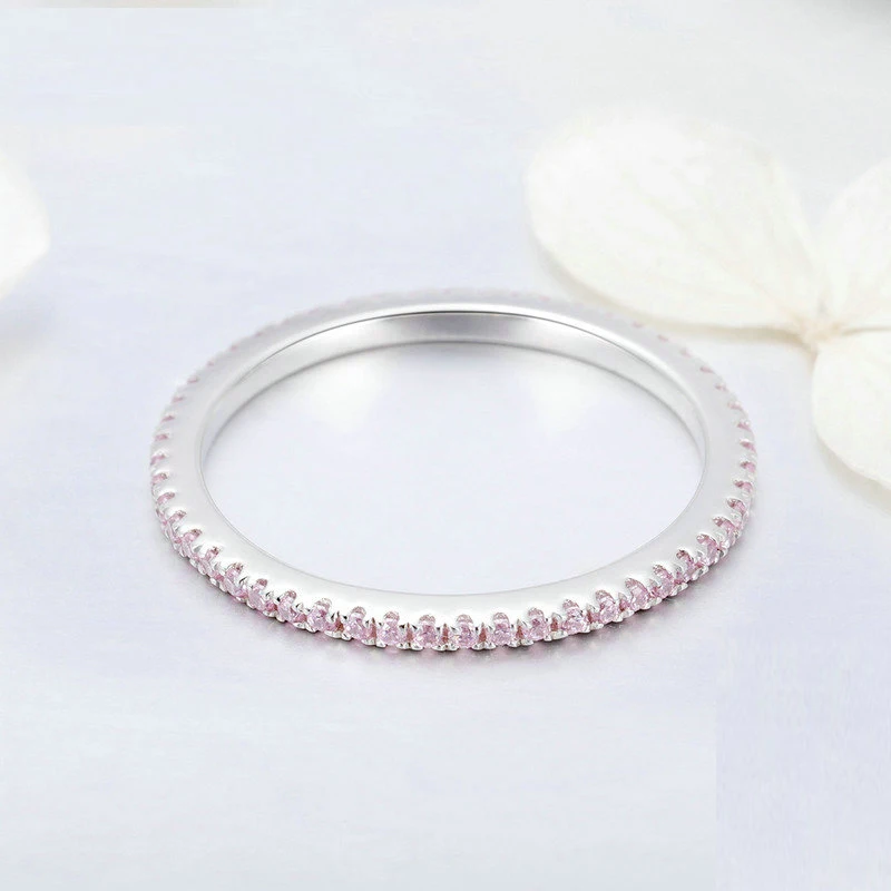 LEKANI 925 Sterling Silver Ružový Kryštál Ženské Svadobné Prstene pre Ženy Jednoduché Geometrické Krúžok Mincový Striebro Šperky