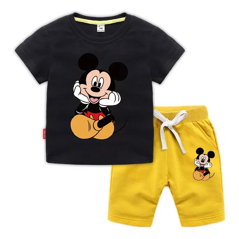 Letné Baby Boy Oblečenie Bavlnené tričko, Nohavice Dievčatá Oblečenie Set sa Mickey Mouse Športové Obleky, detské Oblečenie, Detský Oblečenie