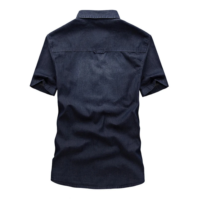 Letné Denim Shirt Mužov 2020 Nové Bavlna Prať Modrá Krátky Rukáv Kovboj Tričko Mužské Oblečenie Značky