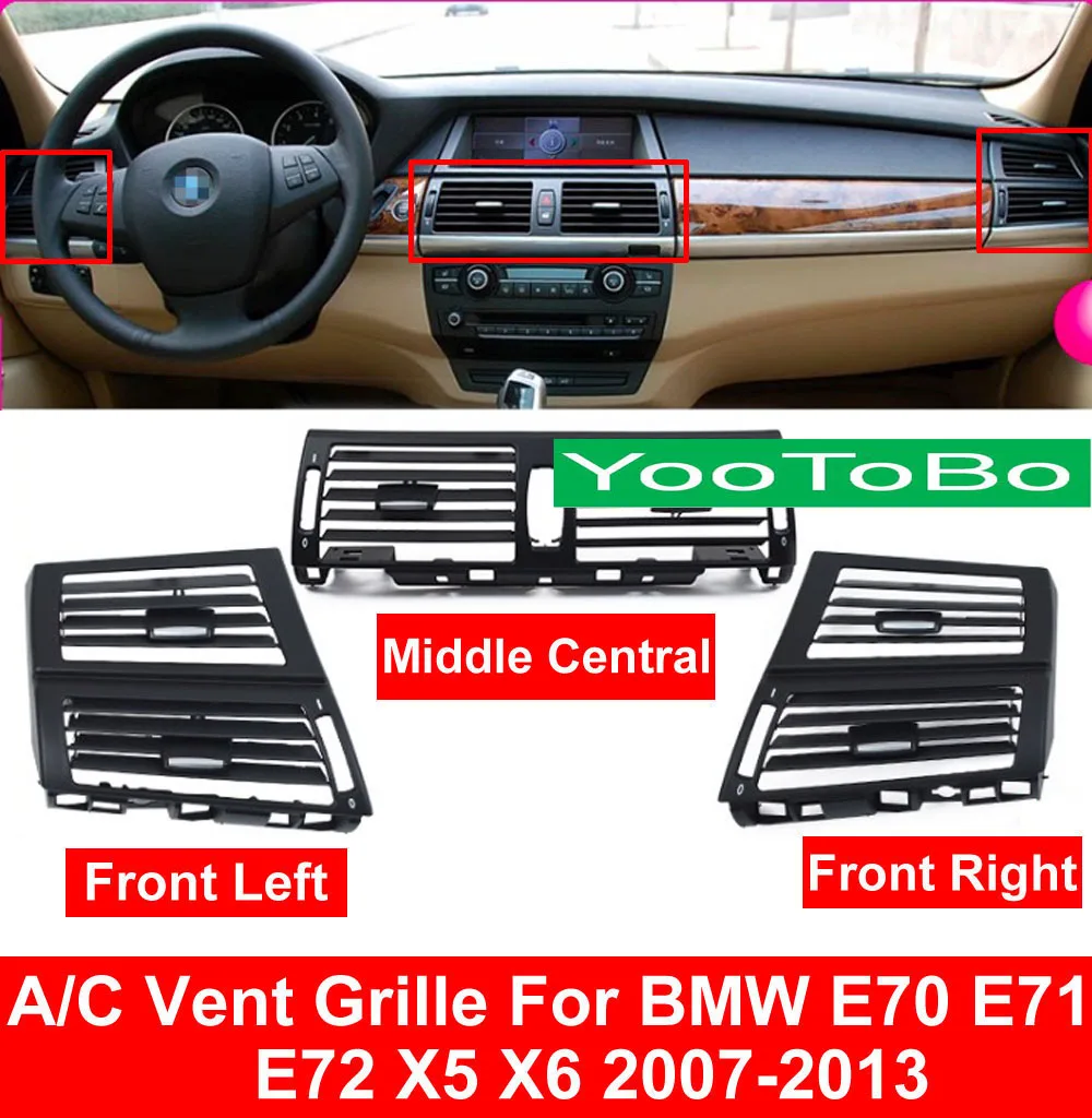 LHD Auto AC Vpredu Vľavo / Vpravo Konzoly Uprostred Centrálnej Zadné klimatizácia Ventilačné Mriežky Panel Kryt Pre BMW E70 E71, E72 na roky 2007-2013