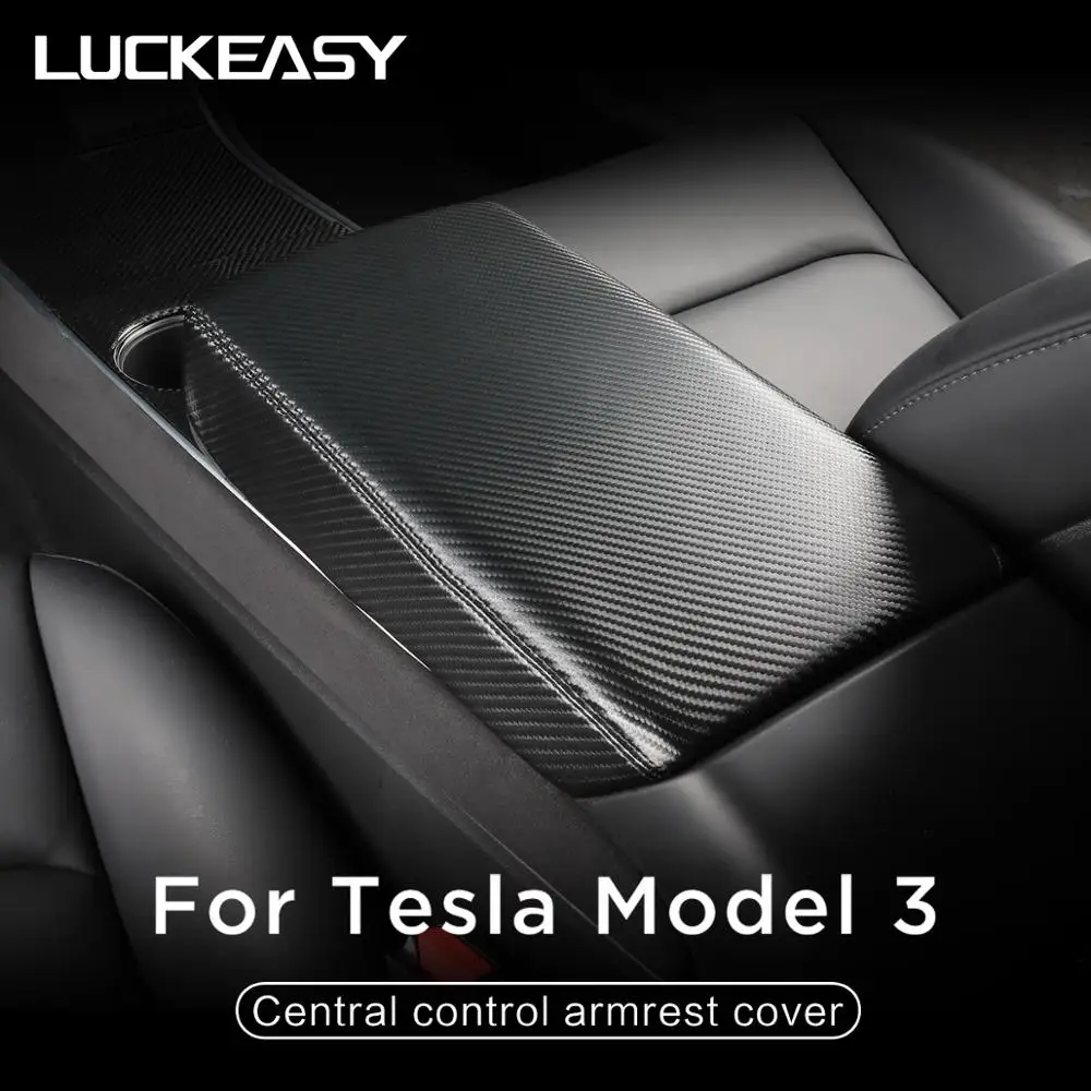 LUCKEASY Auto Opierkou Box Ochranný Kryt Pre Tesla Model 3 a Tesla Model Y 2017-2020 Centrálne riadenie, lakťová opierka Kožený Kryt