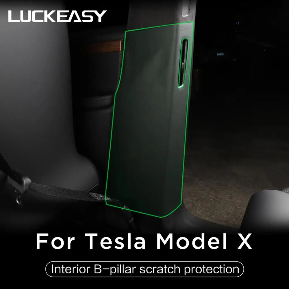 LUCKEASY pre Tesla Model X 2017-2021 skryť B-stĺpik vnútorné dvere Proti Kick Pad Ochrany Bočné Hrany Film Protektor Nálepky