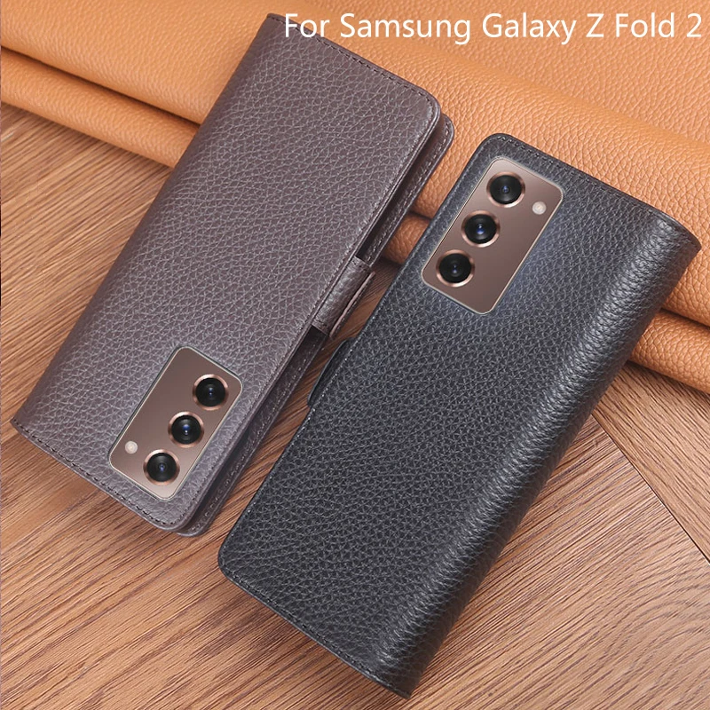 Luxusné Originálne Kožené Puzdro Flip Pre Samsung Galaxy Z Fold 2 Flip Cover Handmake Kožené Púzdra Pre Galaxy Z, Flip Case