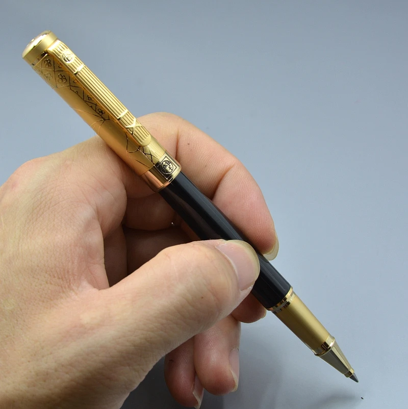 Luxusné Picasso 902 čierny kovový Roller guličkové pero s Zlata rezbárstvo kryt školského úradu, kancelárske potreby značky písanie guličkové pero Darček