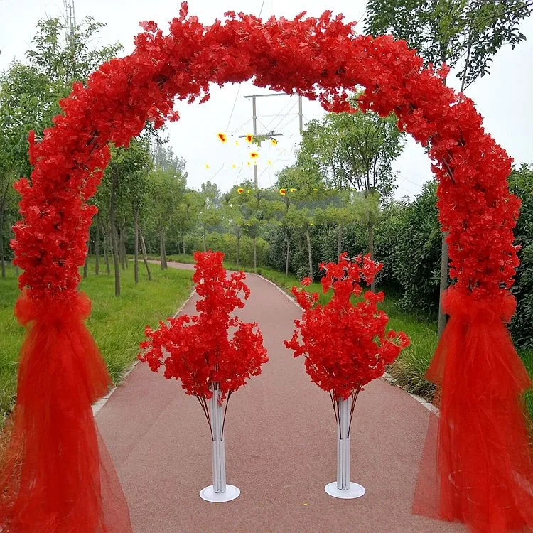 Luxusné svadobné Centrum kusy Kovové Svadobné Arch Dverí Visí Garland Kvet Stojan s Čerešňové kvety na svadbu pozadie Prop