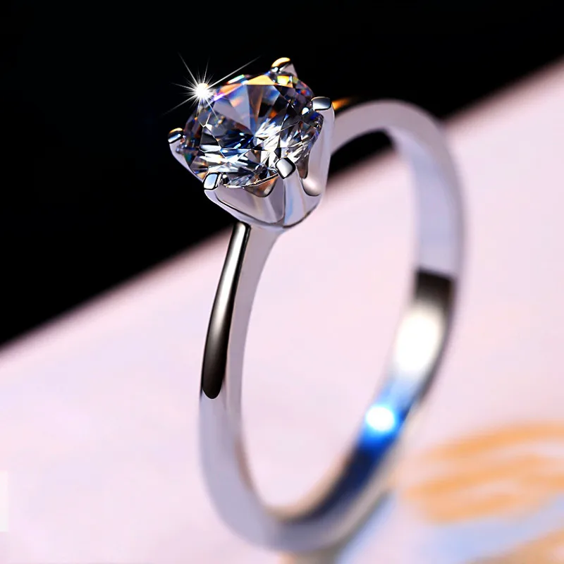Luxusné Žena Malé Lab Diamantový Prsteň Reálne 925 Sterling Silver Zásnubný Prsteň Crystal Solitaire Snubné Prstene Pre Ženy