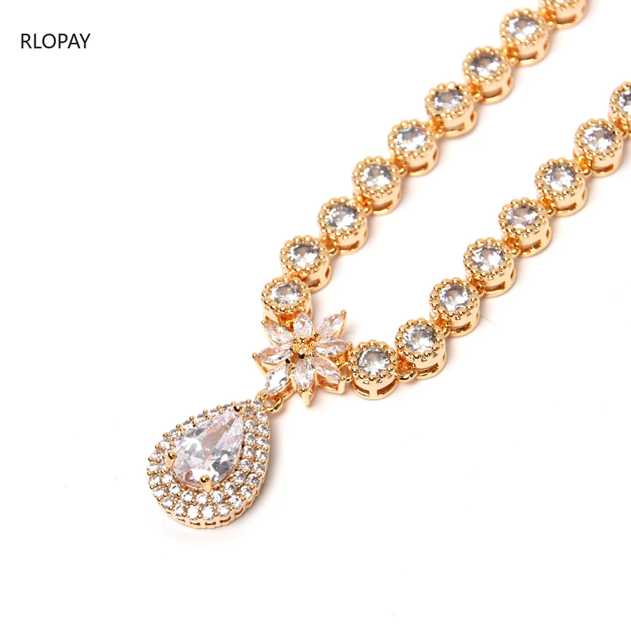 Luxusný Dubaj Zlaté Šperky Sady pre Svadobné Trendy Kvapka Vody Náhrdelník/Náušnice Gadgets pre Ženy Nigérijský Svadobné Šperky Set