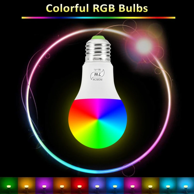 Magic 7W E27 RGB WIFI Led Smart Žiarovka Svetla Bezdrôtový Smart Home Automation Lampa , 85-265V žiarovka Kompatibilný Pre ALexa Domovská stránka Google